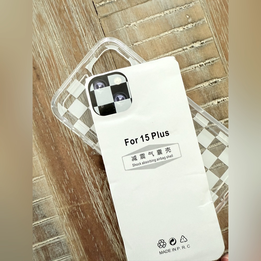 (3/$15) Checkered IPhone 15 Plus Cell Phone Clear Case New - Picture 2 of 2